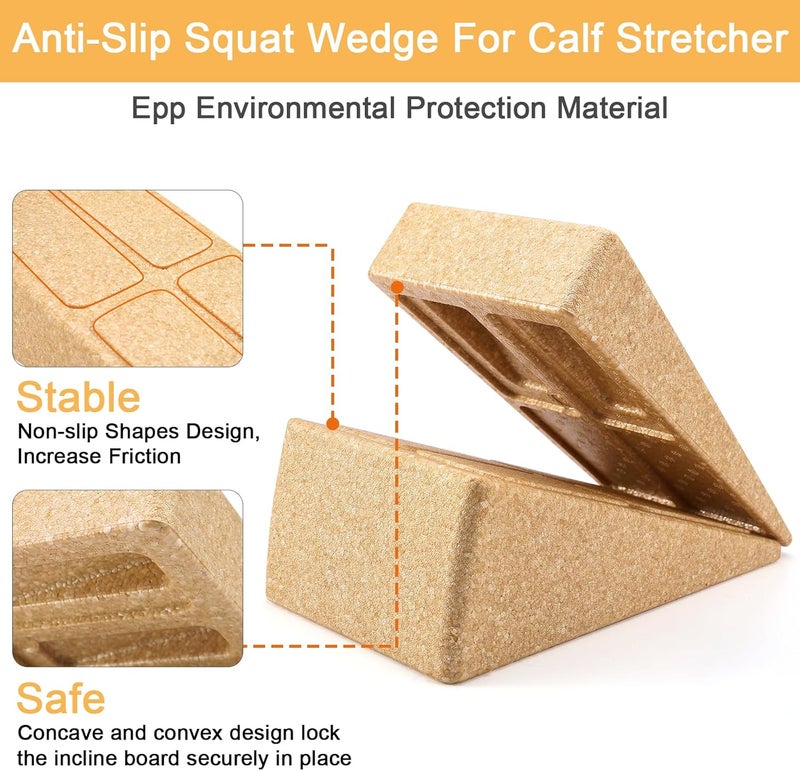 Grope Slant Board Squat Wedge for Calf Stretching，3 Pcs 12" x 6.3" Foot Stretcher Balance Board for Plantar Fasciitis, Adjustable Foam Slant Board Wedge Great for Exercises - Image 5
